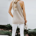 Shiying Pure Color I-Shaped Turtleneck Vest Blouse 253487