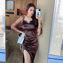 Flattering Satin Dress for Elegant Women