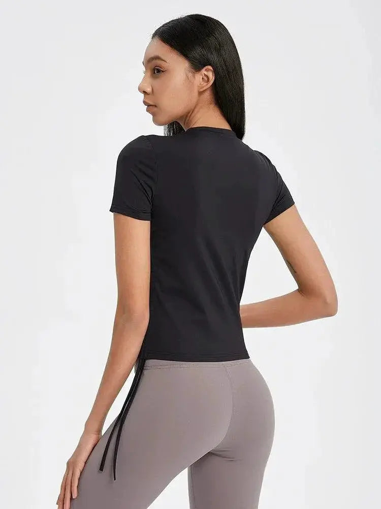 Yoga Exercise Top Elastic Fitness Tee For Women Breathable