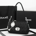 Glam Rhinestone Leather Crossbody Bag Elegant Underarm Carry