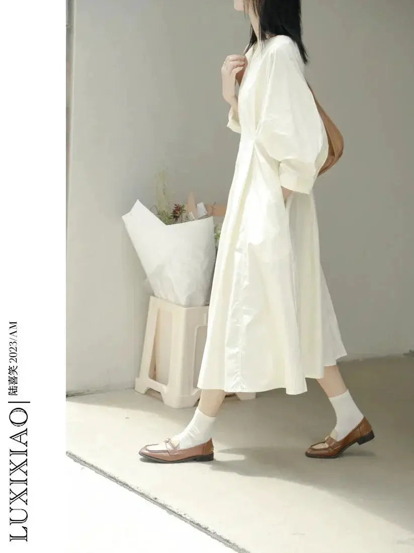Luxixiao V Neck Sleeves Dress For Effortless Style