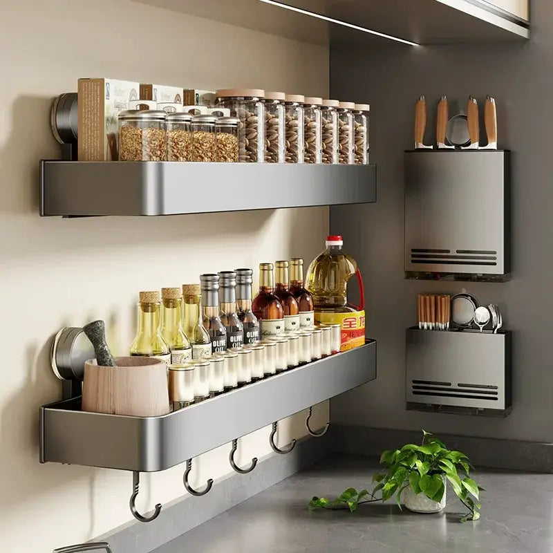 Suction Cup Wall Condiment Hook Rack Kitchen Storage