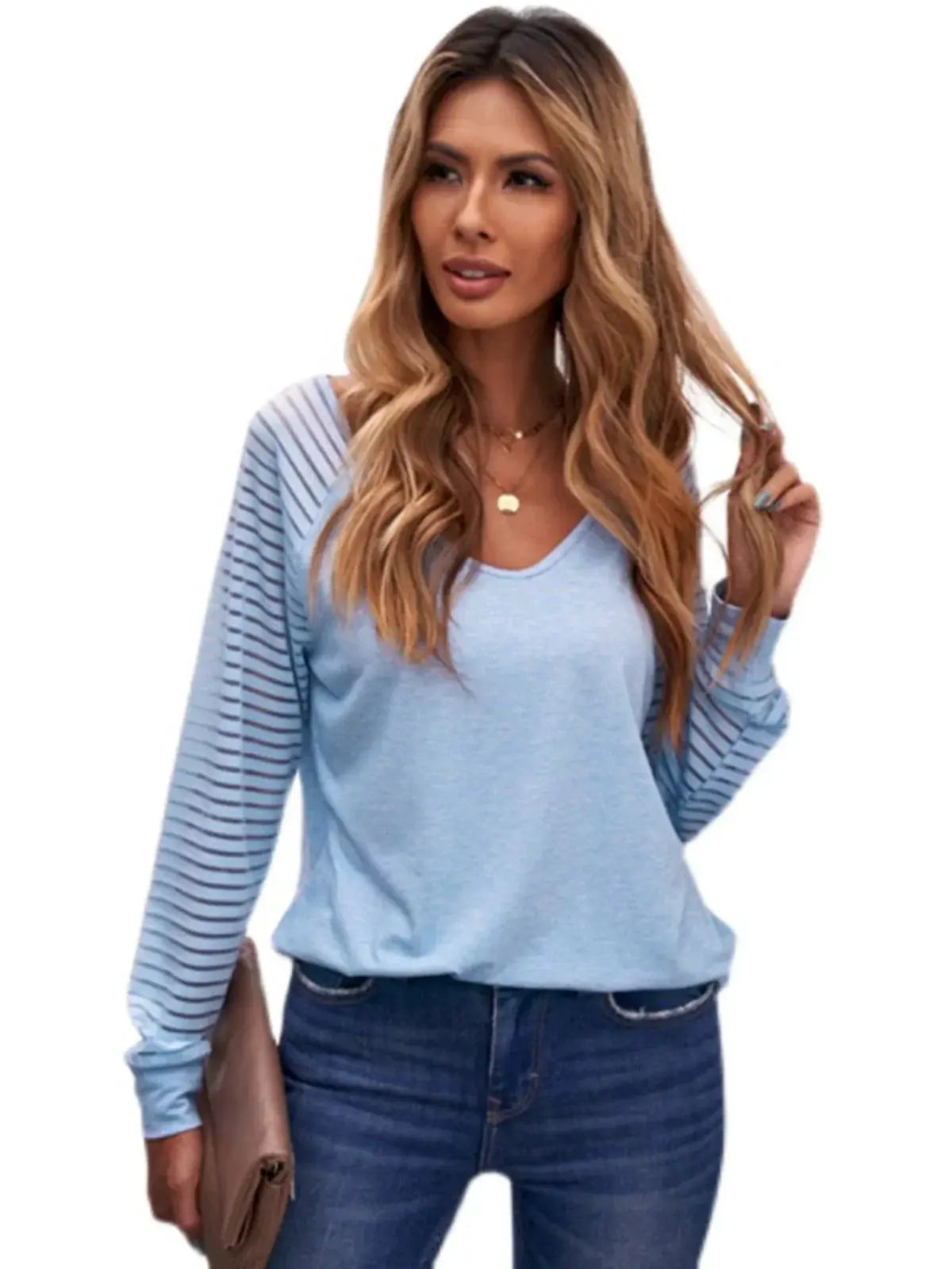 Fall Winter Cut Out Long Sleeve Top European American Style