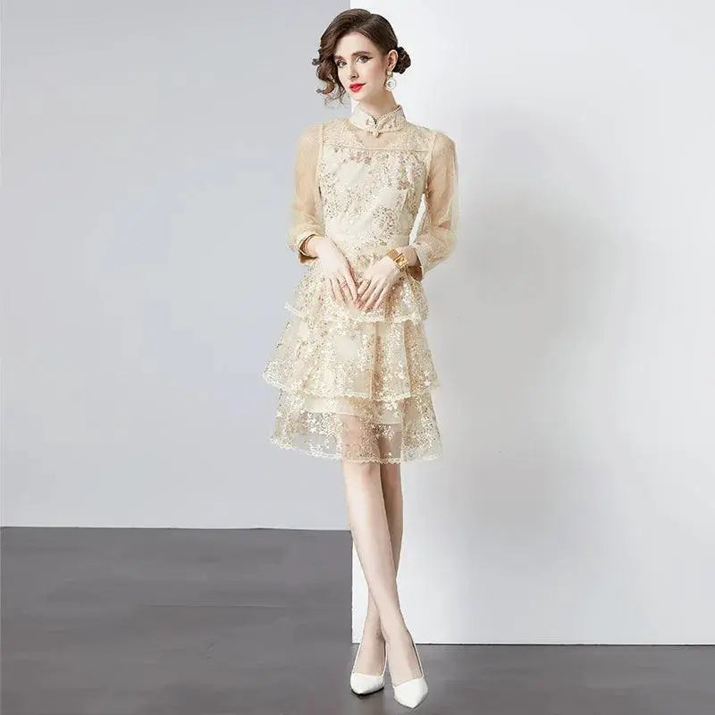 Haolaiwu Embroidered Sequin Dress For Elegant Women Fashion