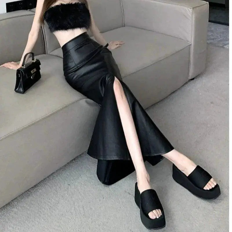 Korean Chic Fishtail Skirt Elegant Autumn Party Wear