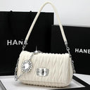 Glam Rhinestone Leather Crossbody Bag Elegant Underarm Carry