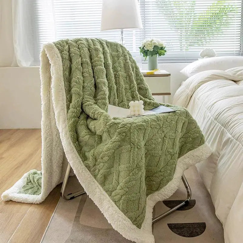 Sofa Blanket Winter Thick Coral Fleece Nap Blanket Cozy