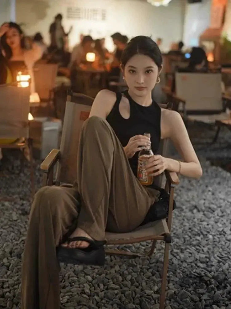 Beauty Back Black Sexy Sleeveless Camisole Top For Summer