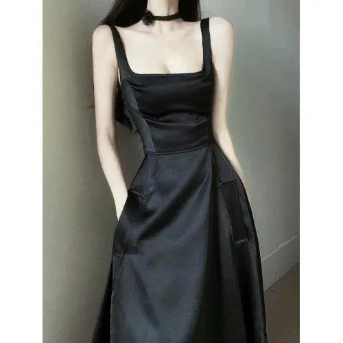 French Satin Sling Gown Hepburn Inspired Elegance Dress