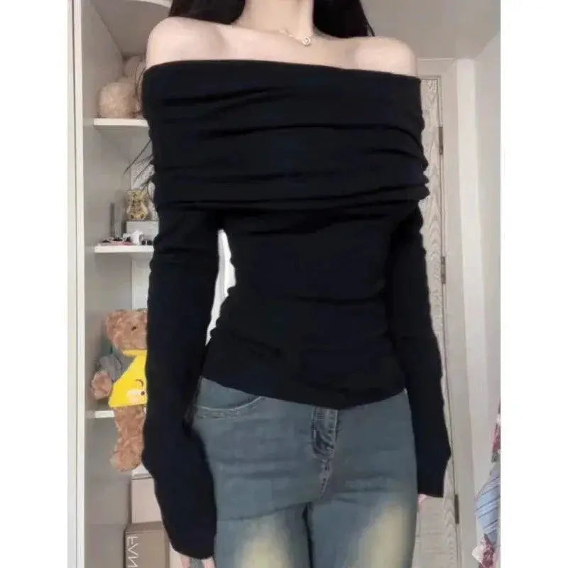 Elegant Off-The-Shoulder Sweater Winter Fashion Statement