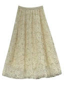 Elegant Lace Sequin Midi Skirt for Women