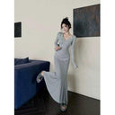 Autumn Chic V-neck Long Sleeve Tee Trendy Casual Style