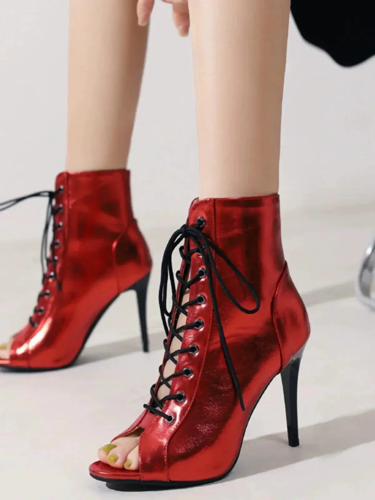 Summer Silver Stiletto Sandal Boots Peep Toe Women