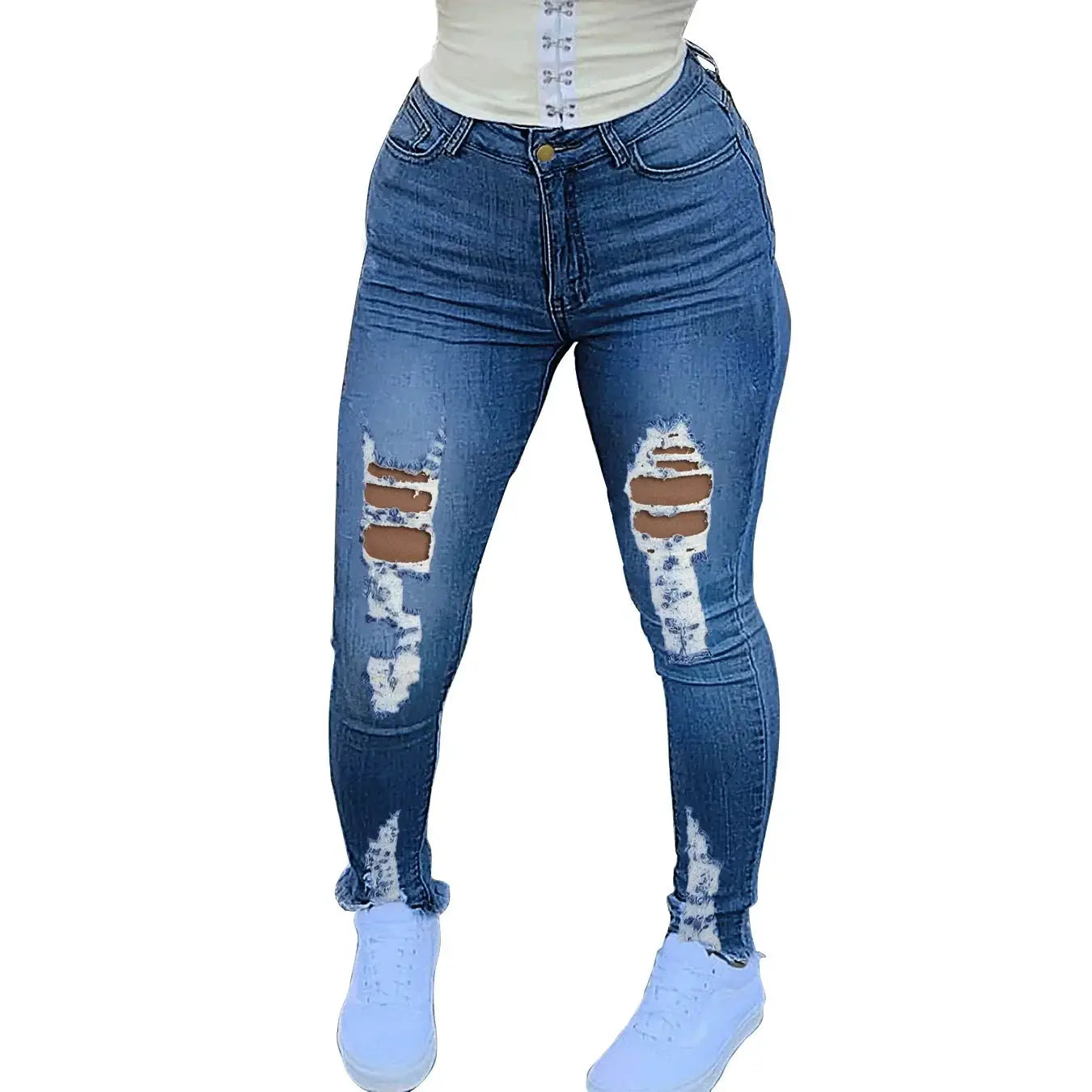 Jeans Plus Size Holes Blue Jeans For Trendy Summer Style