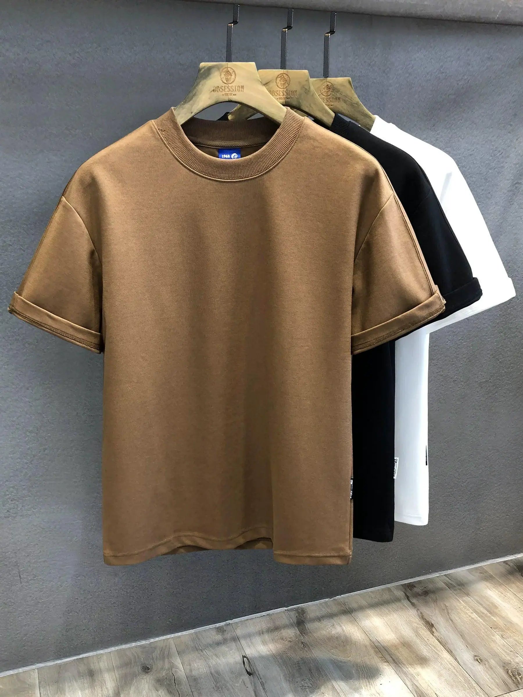 316G Minimalist Elbow Sleeved Mens T Shirt For Comfort
