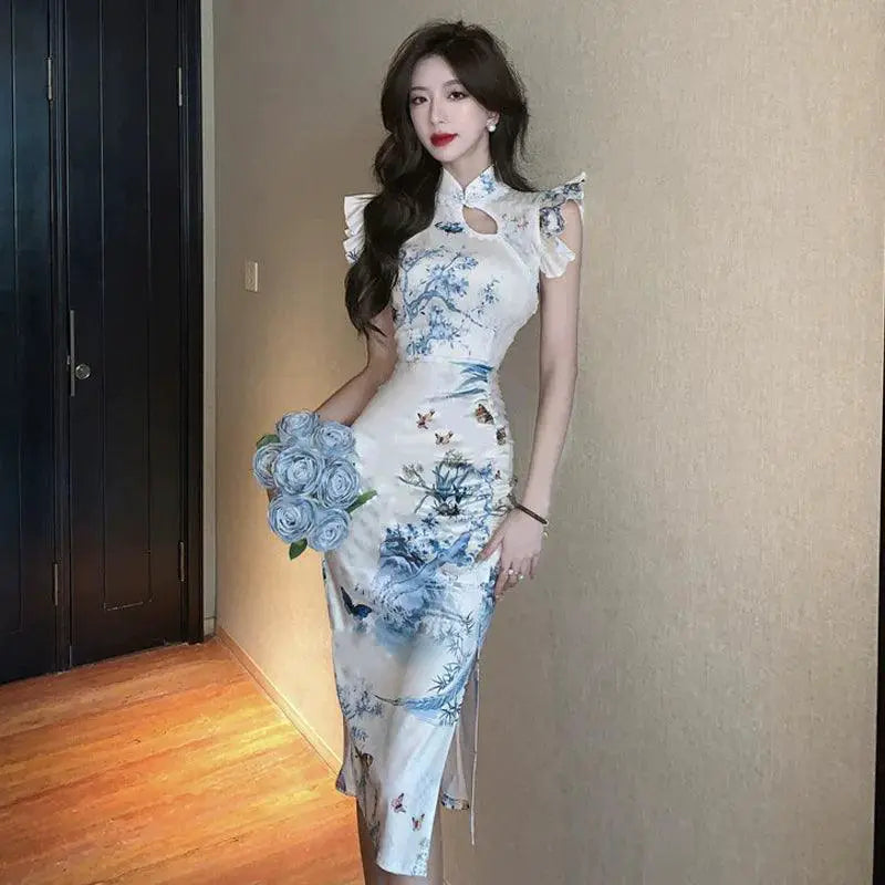 Luxury Cheongsam Dress Retro Commuting Elegance For Women