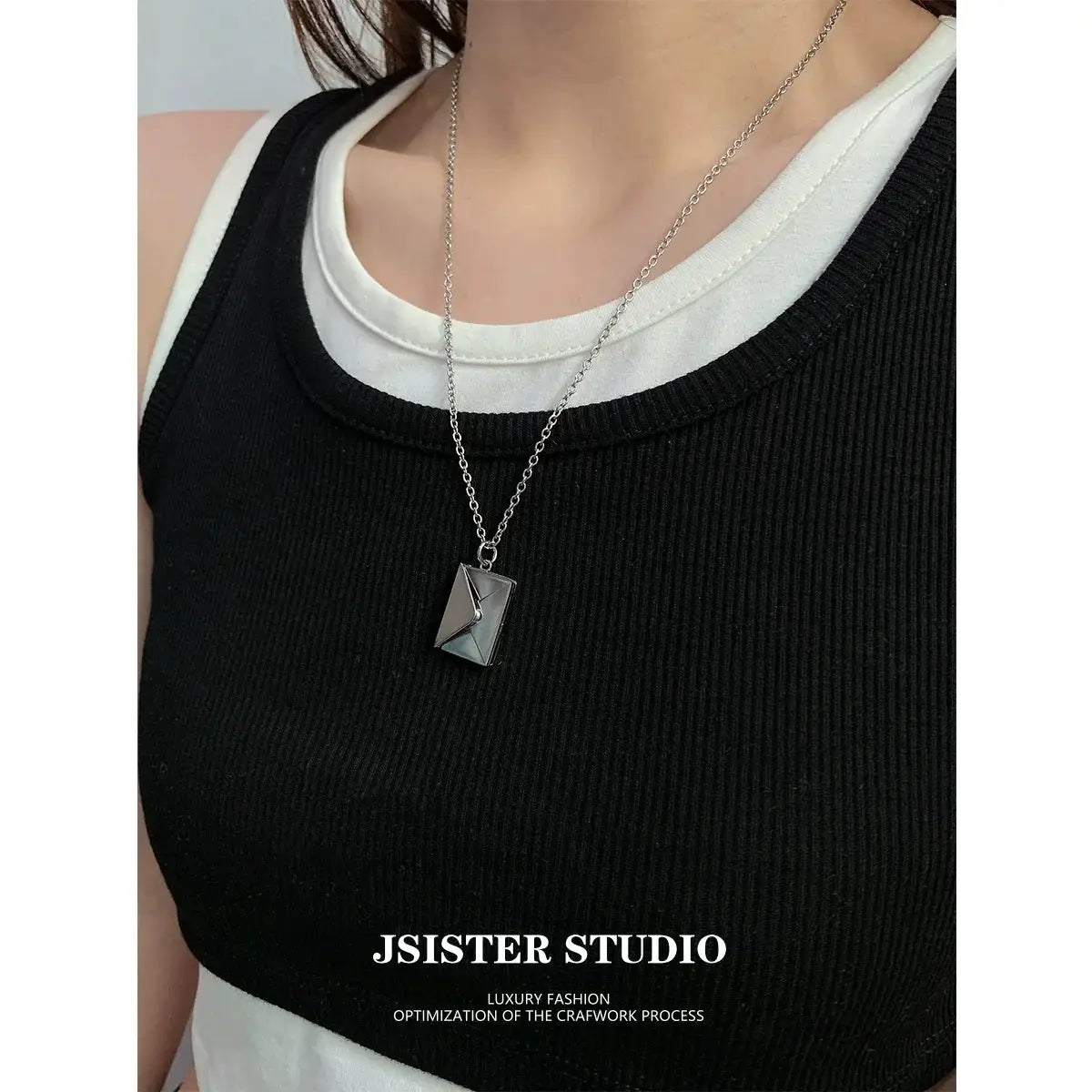 Open Envelope Couple Pendant Necklace Chinese Valentines Gift