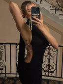 Ahagaga One-Shoulder Halter Dress Versatile Elegance Style