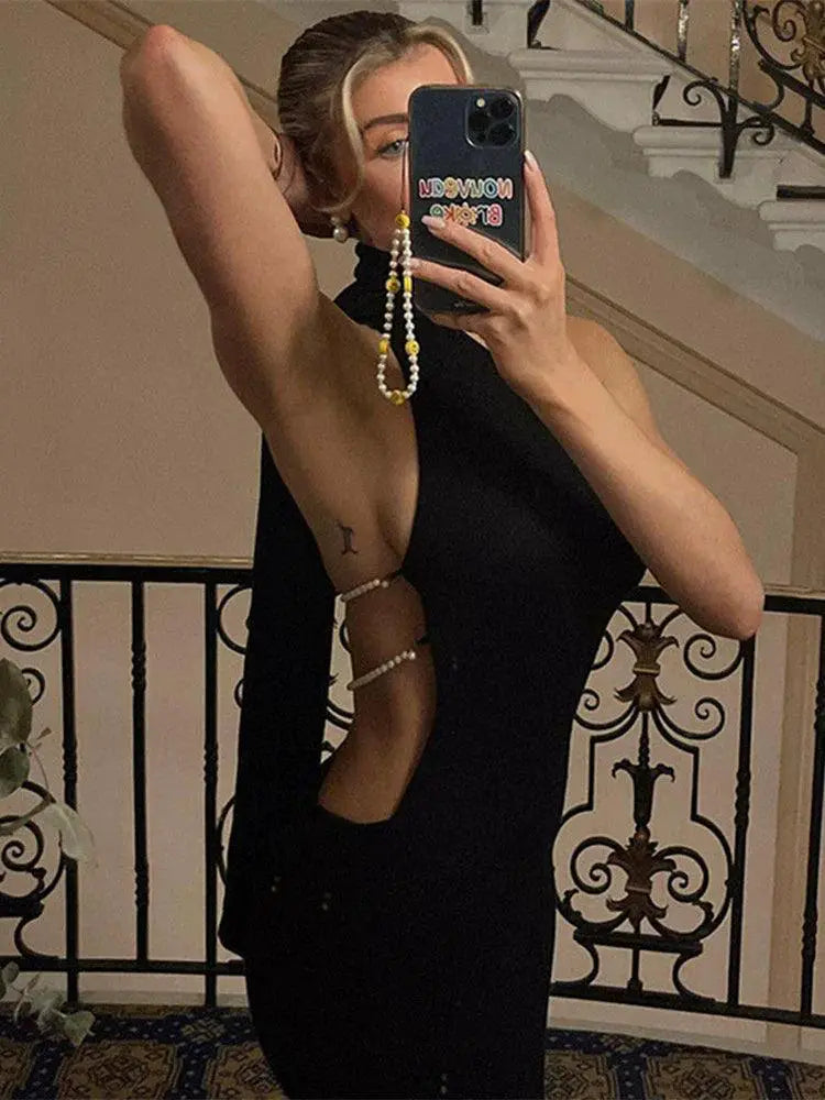 Ahagaga One Shoulder Halter Dress Versatile Elegance