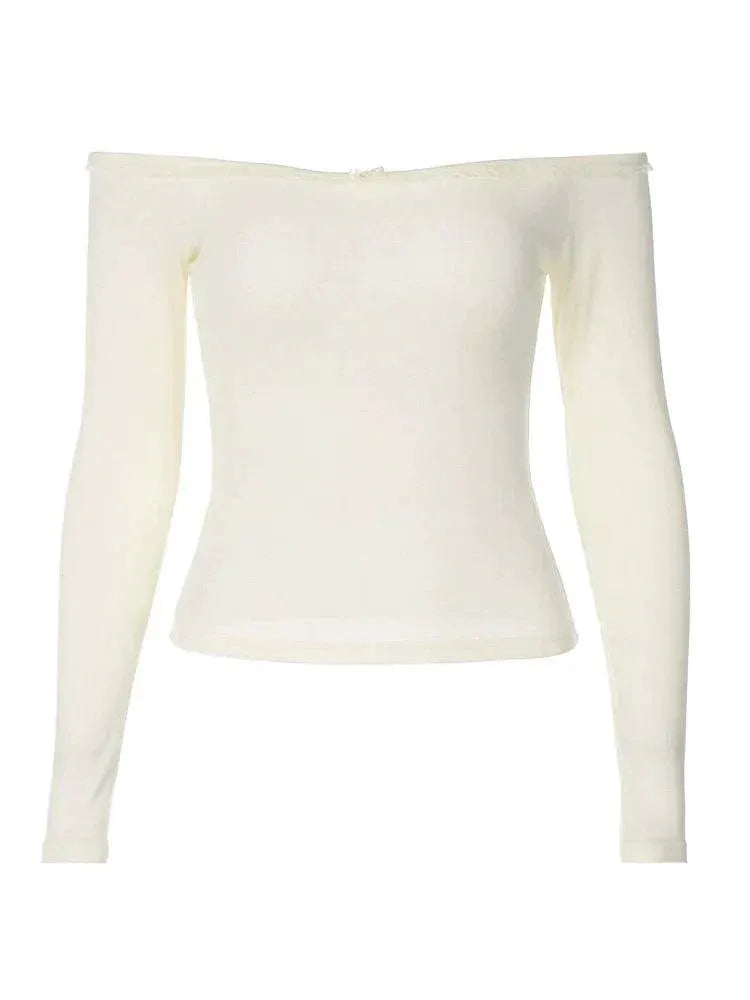 Chic Off Shoulder Slim Fit Top Backless Long Sleeve Tee
