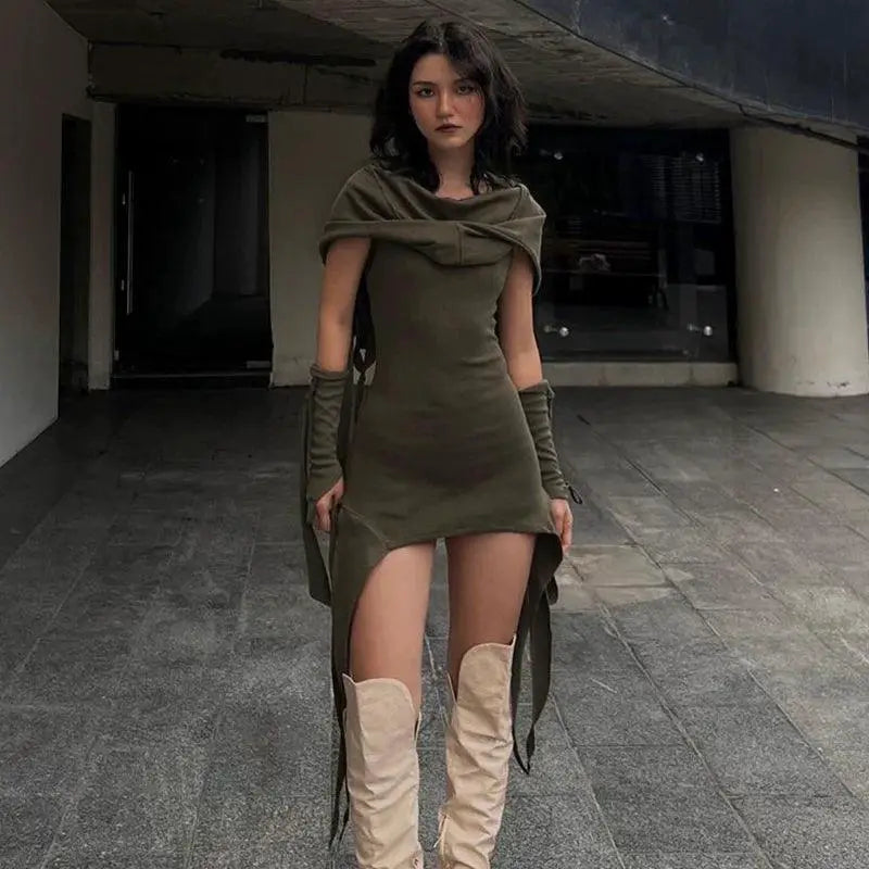 Darlingaga Dune Hooded Dress for Women Trendy Fashion