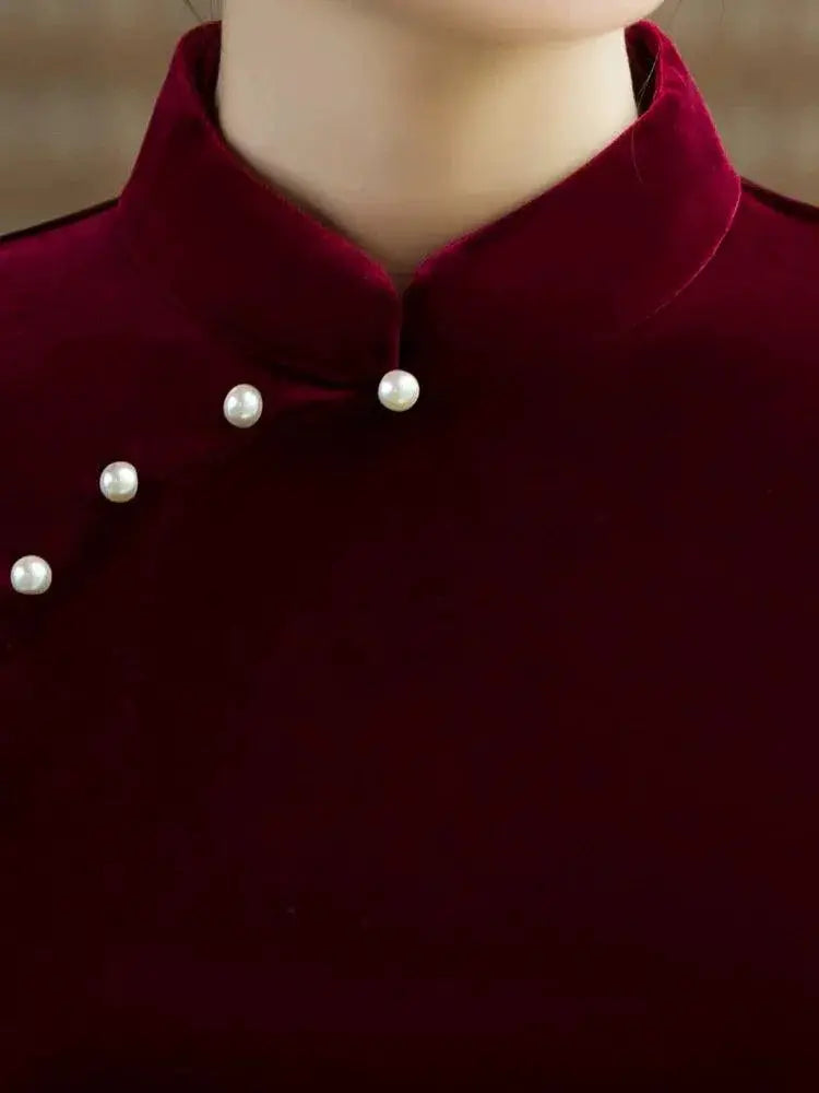 Elegant Mother Cheongsam Autumn Wedding Gown Versatile Wear