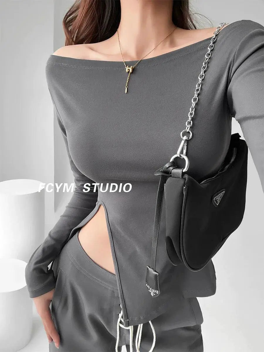 Seductive Off Shoulder Tee Trendy Streetwear Top For Women