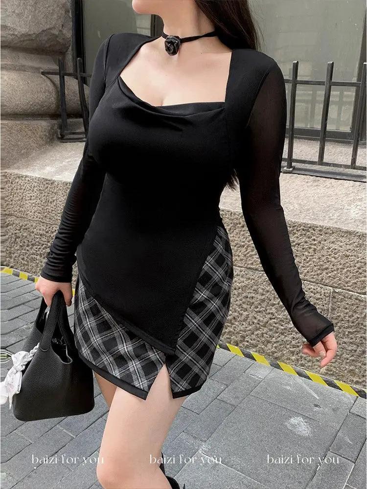 Autumn White Skirt Top Stylish Loose Fit Elegance Wear