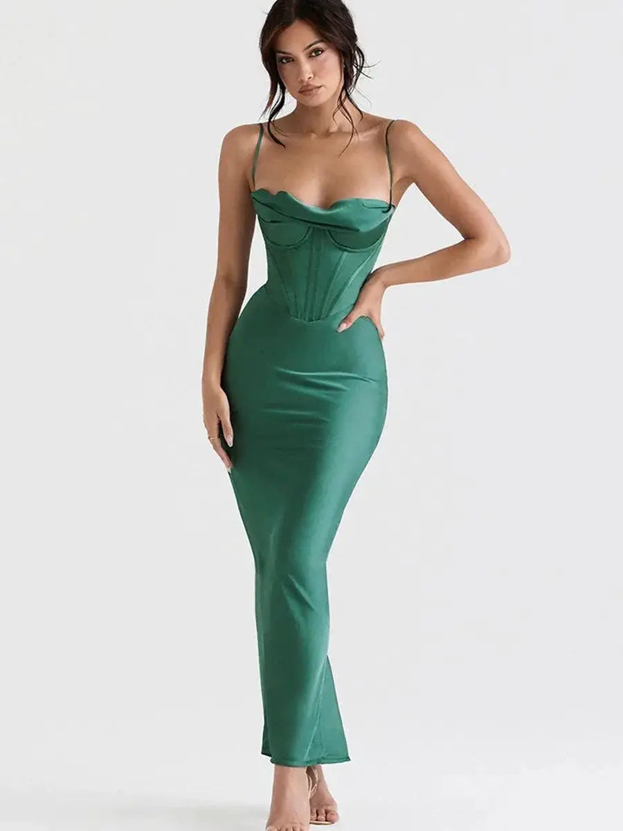Elegant Satin Dress For Winter Parties And Festive Evenings