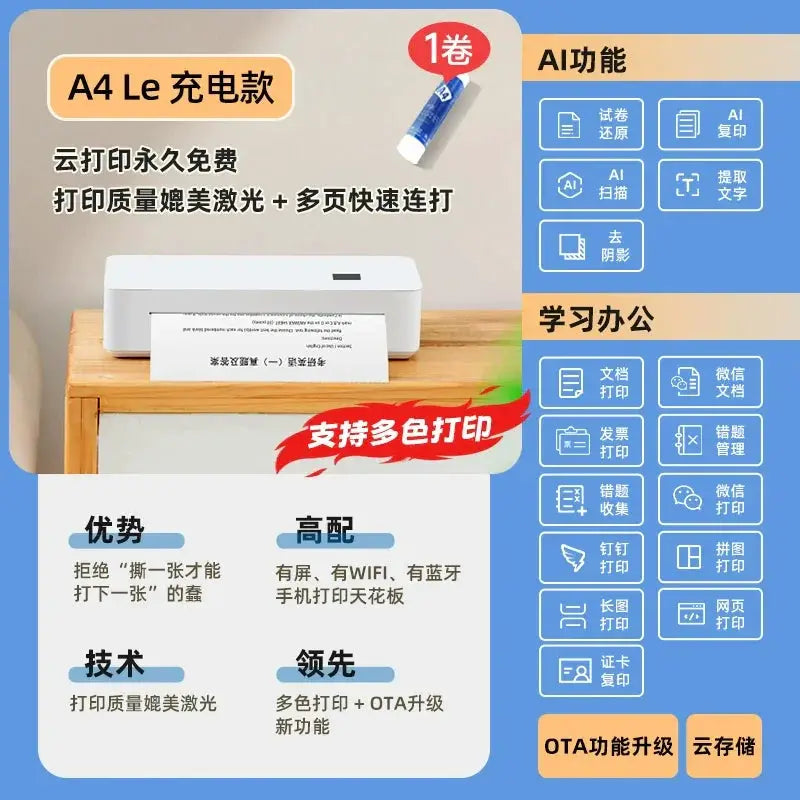 Zero Ink Cloud WiFi Micro Printer DLK A4P Portable