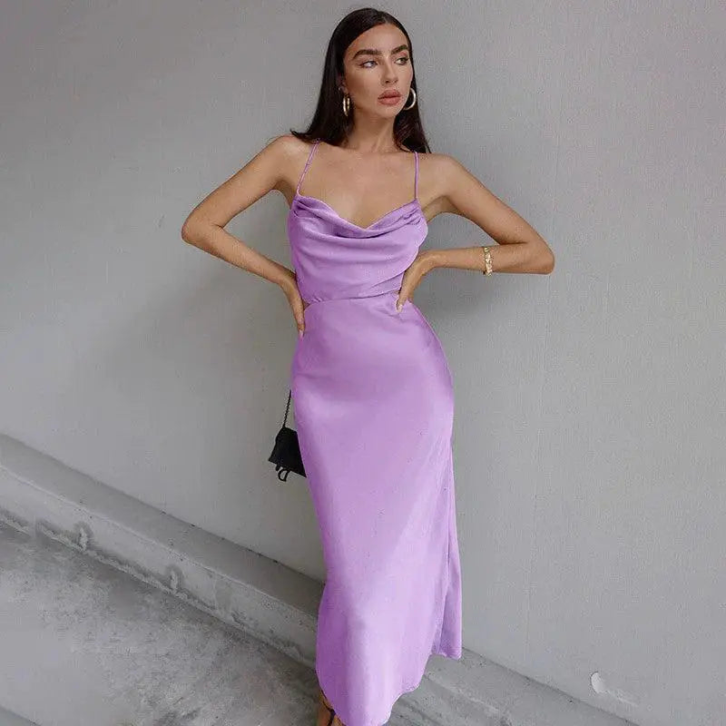 Backless Collar Dress Streetwear Elegance for Autumn Winter