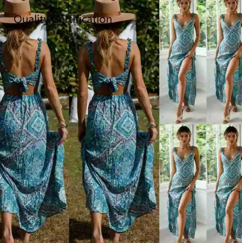 Elegant Floral Maxi Dress Sophisticated V Neck Sundress