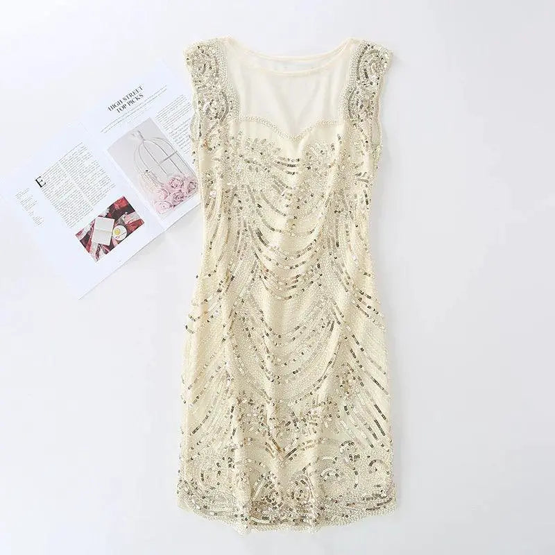 Elegant Sequins Mesh Dress Retro Style For Fashionistas