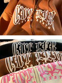 Autumn Puff Print Hooded Cardigan Sweater For Teens