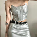 Breathable Patchwork Tube Top Skirt Set