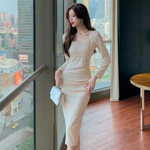 French Elegance Pleated Dress For Sophisticated Women