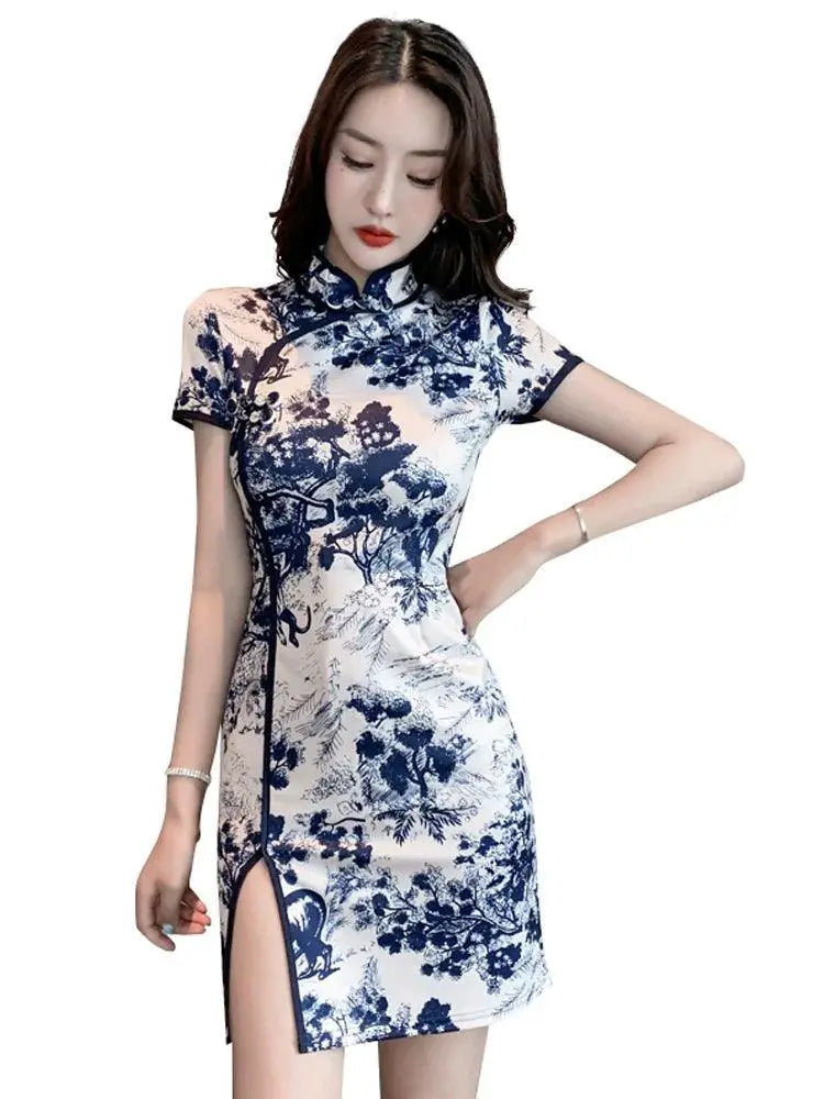 Chinese Style Retro Floral Cheongsam Dress For Millennials
