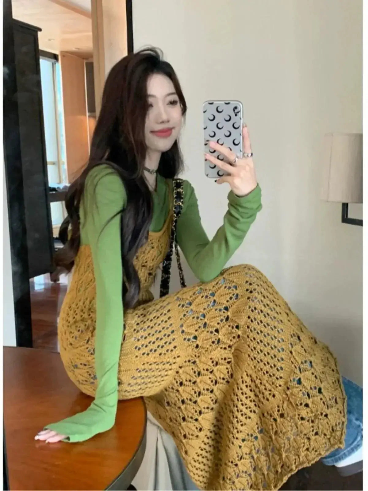Korean Knitted Bandage Dress Chic Spaghetti Strap Outfit