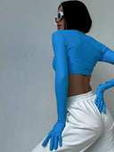 Bright Color Slim Fit Street Style T-shirt Trendy Women's Top