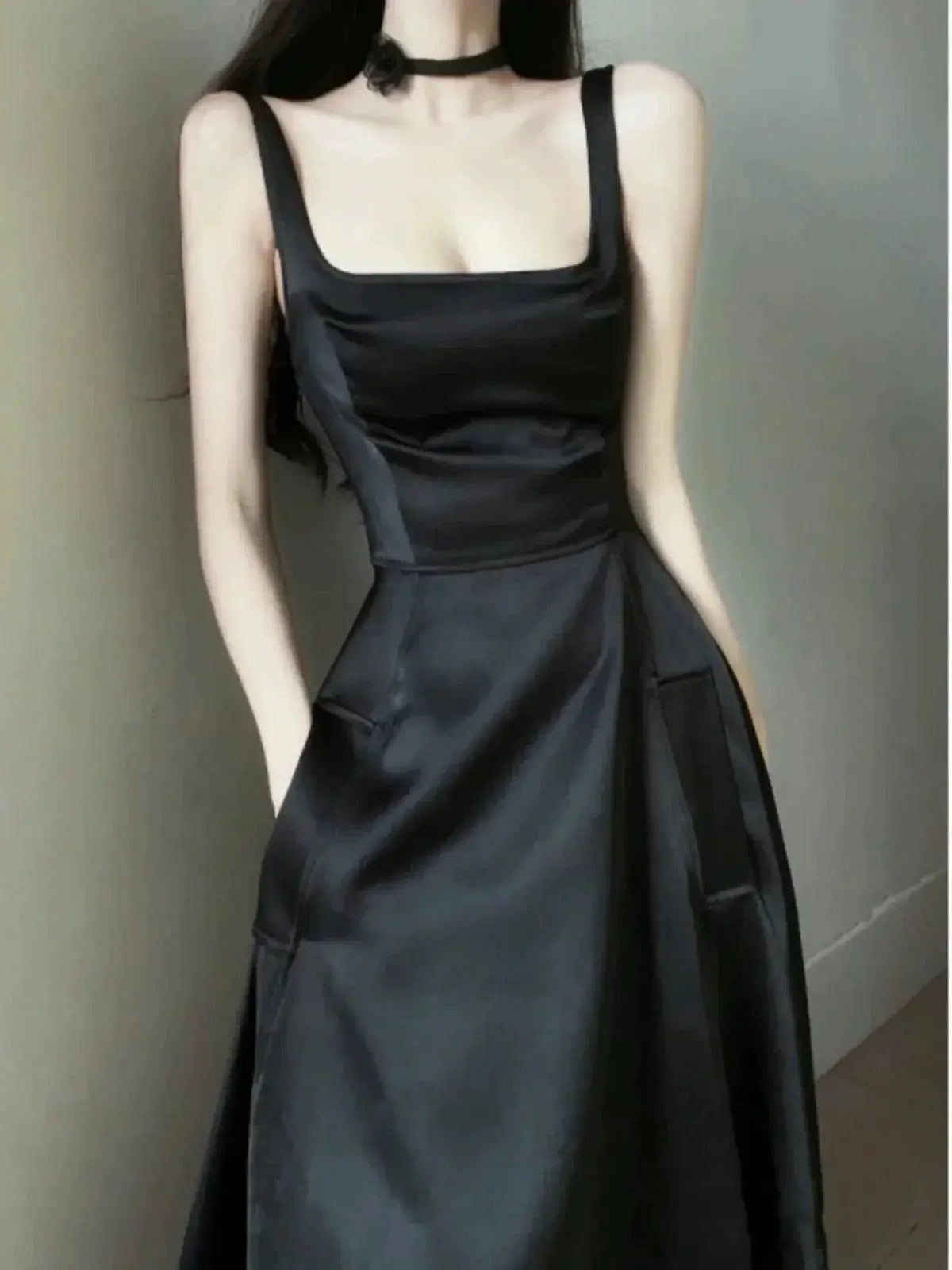 French Satin Sling Gown Hepburn Inspired Elegance Dress