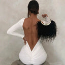 Womens Slim Backless Dress for Autumn