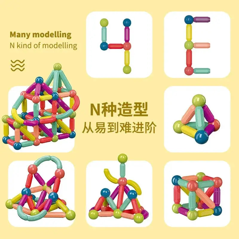 Educational Magnetic Rods Blocks for Kids 12 Months to 8