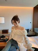 Fairy Collarbone Chic Top Effortless Elegance Blouse