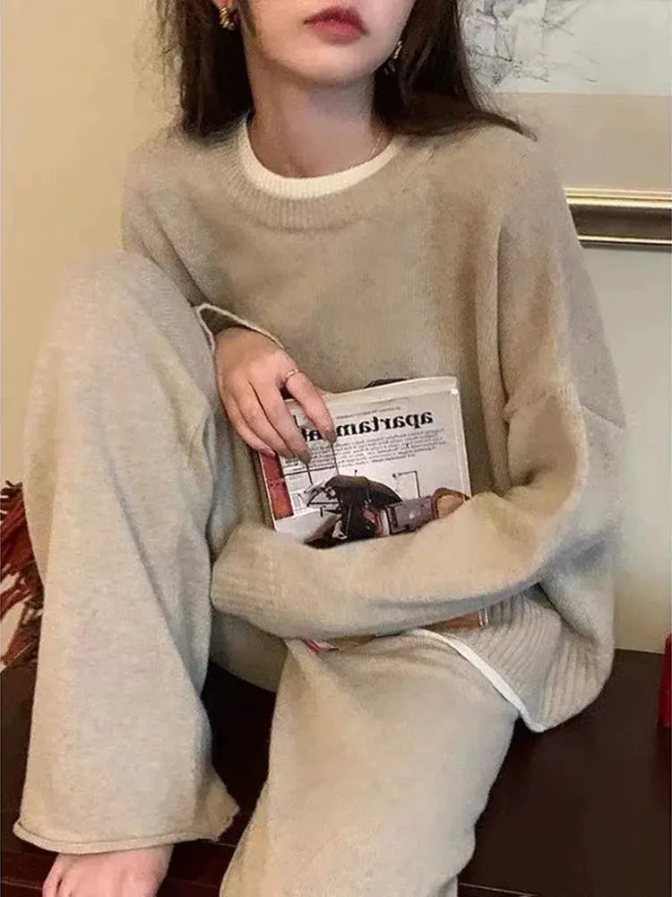 Classic Style Cashmere Sweater Set For Women Two Piece