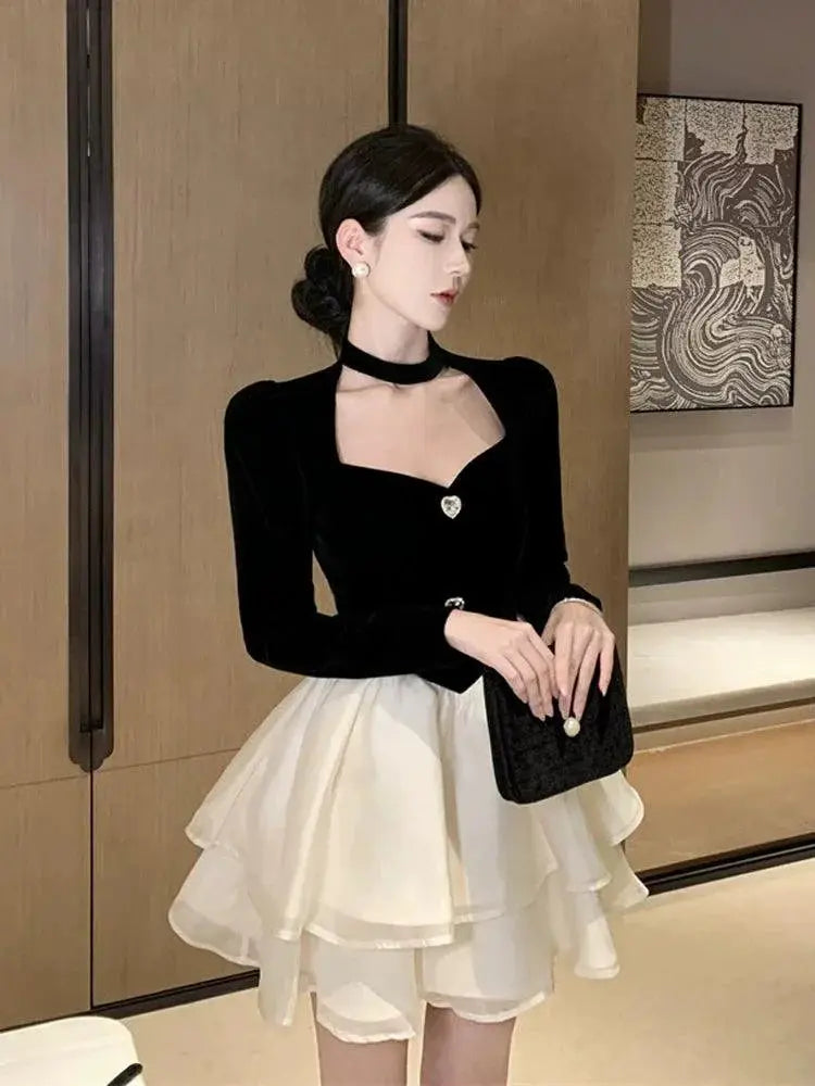 Princess Tulle Tutu Dress Velvet And Tulle Elegance Style