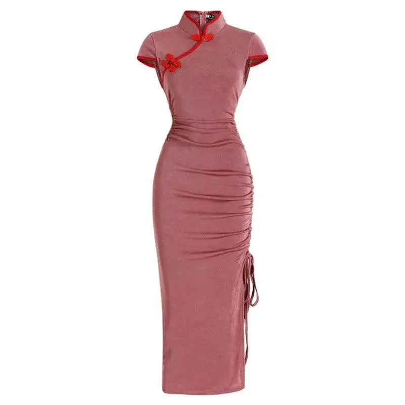 Elegant Lace Cheongsam Dress With Stylish Lace Knit Design