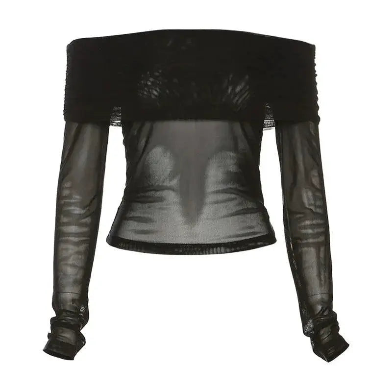 Weird Puss Stitched Mesh Top Autumn Street Style 2023