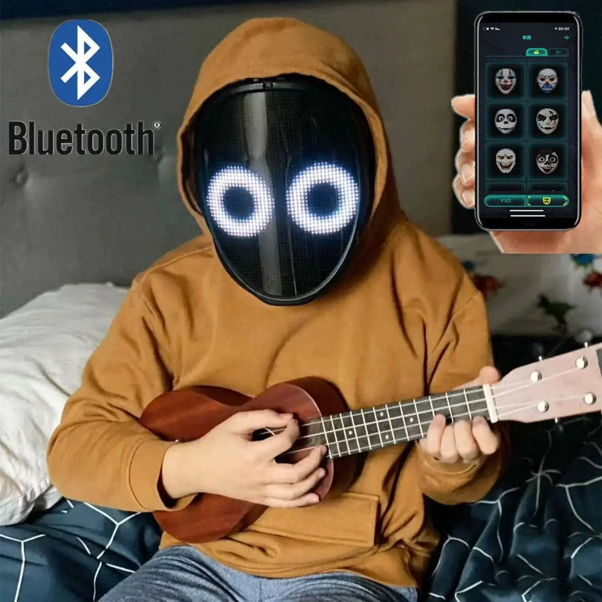 Bluetooth Gesture Sensor LED Mask for Fun Party Events