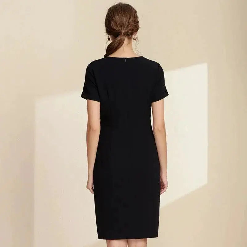 V Neck Sheath Dress Elegant Office Attire With Details