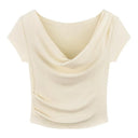 Pure Desire Swing Collar Sexy Slim Stretch Short Sleeve Tee